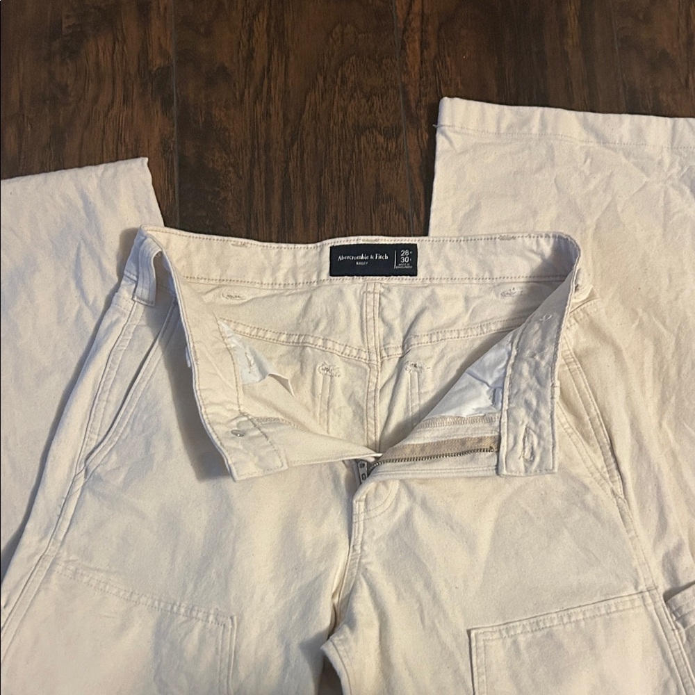 Abercrombie & Fitch Cream Carpenter Pants - Picture 4 of 5